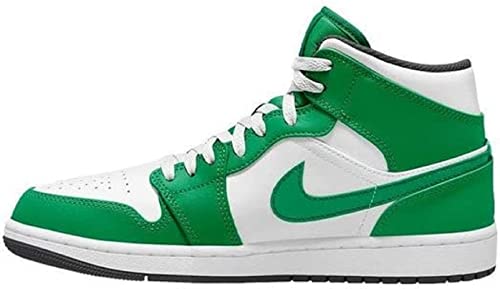 Jordan mens Nike Air 1 Mid , Black/Lucky Green-white, 10
