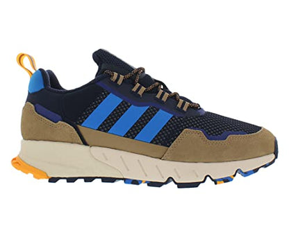 a blue and brown adidas sneakers