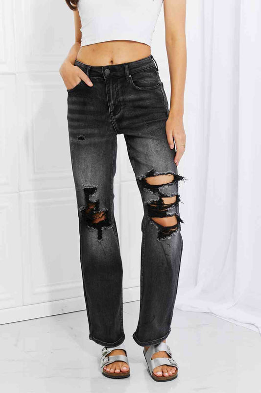 RISEN Plus Size Lois Distressed Loose Fit Jeans