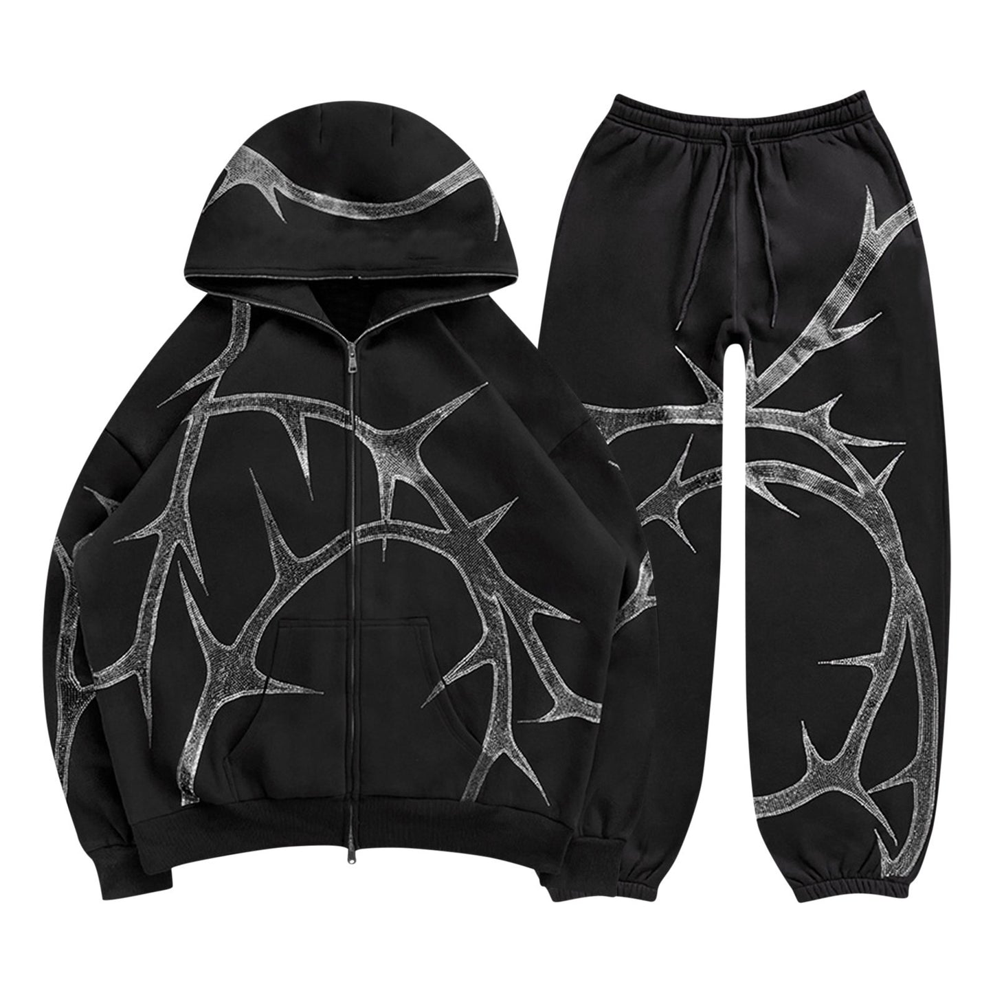 S.W.  3D women's Graphic Outdoor zipper hoodie set