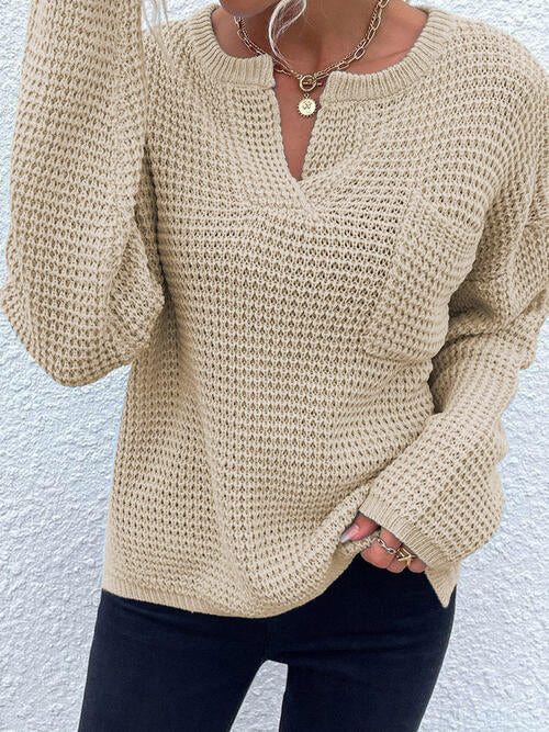 S.W.  Notched Long Sleeve Sweater