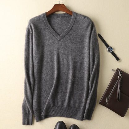 S.M.   Mink  V-neck pullover sweater