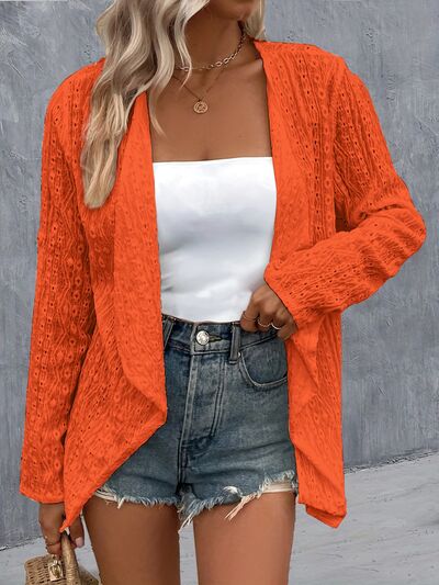 S.W.  Eyelet Roll-Tab Sleeve Cardigan