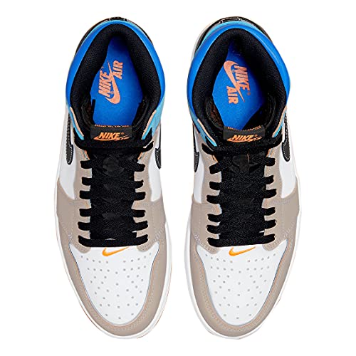 a pair of sneakers with blue and white soles