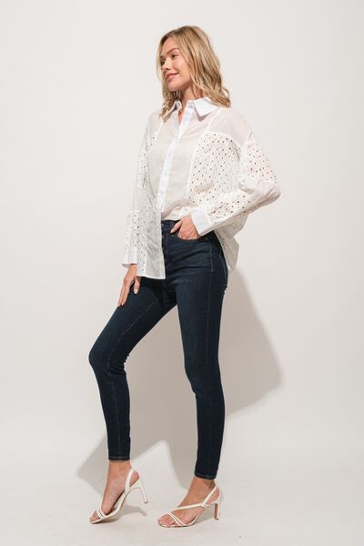 S.W. And The Why Eyelet Long Sleeve Button Down Shirt