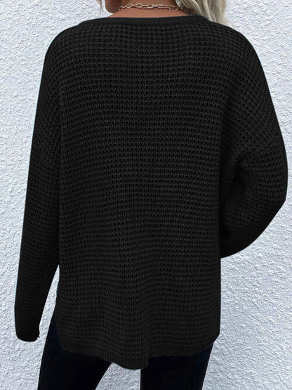 S.W.  Notched Long Sleeve Sweater