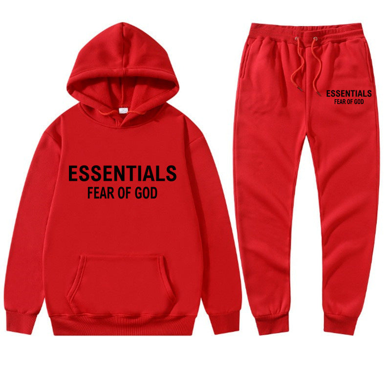 S.M. Cross-border ESSENTIALS double thread cotton hoodie hoodie + sweatpants