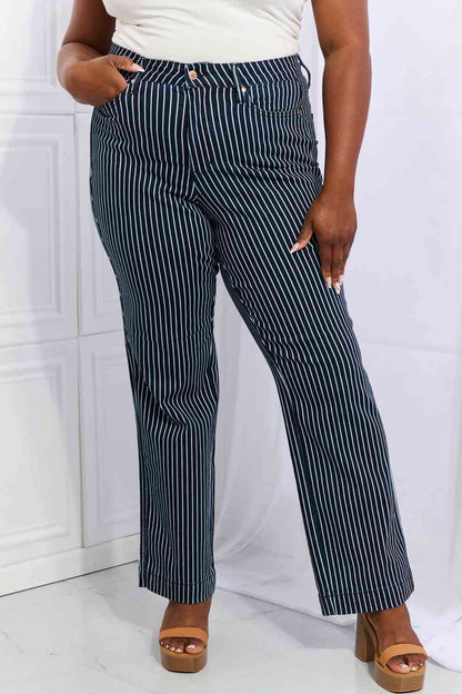 Judy Blue Cassidy Plus Size High Waisted Tummy Control Striped Straight Jeans