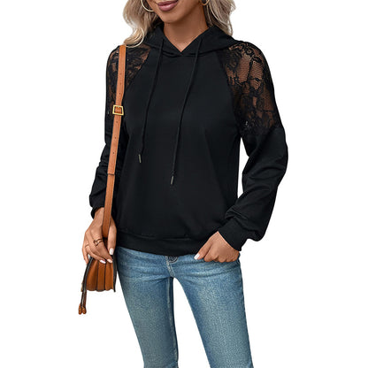 S.W. Women's Black Hooded blouse womens clothing