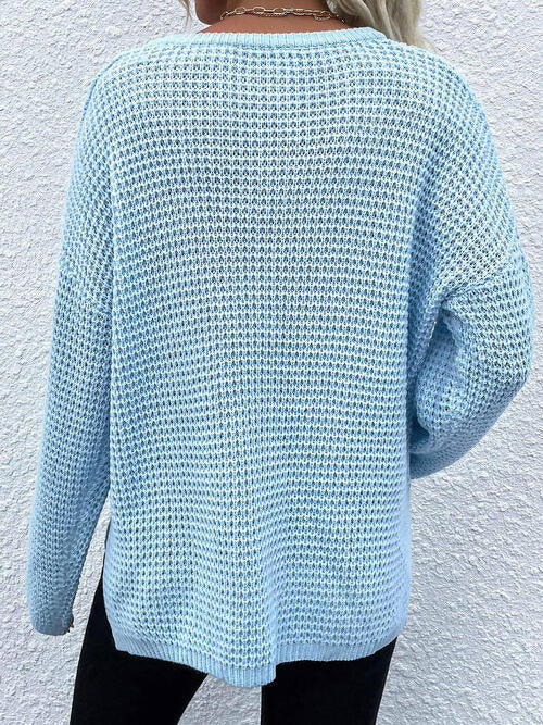 S.W.  Notched Long Sleeve Sweater