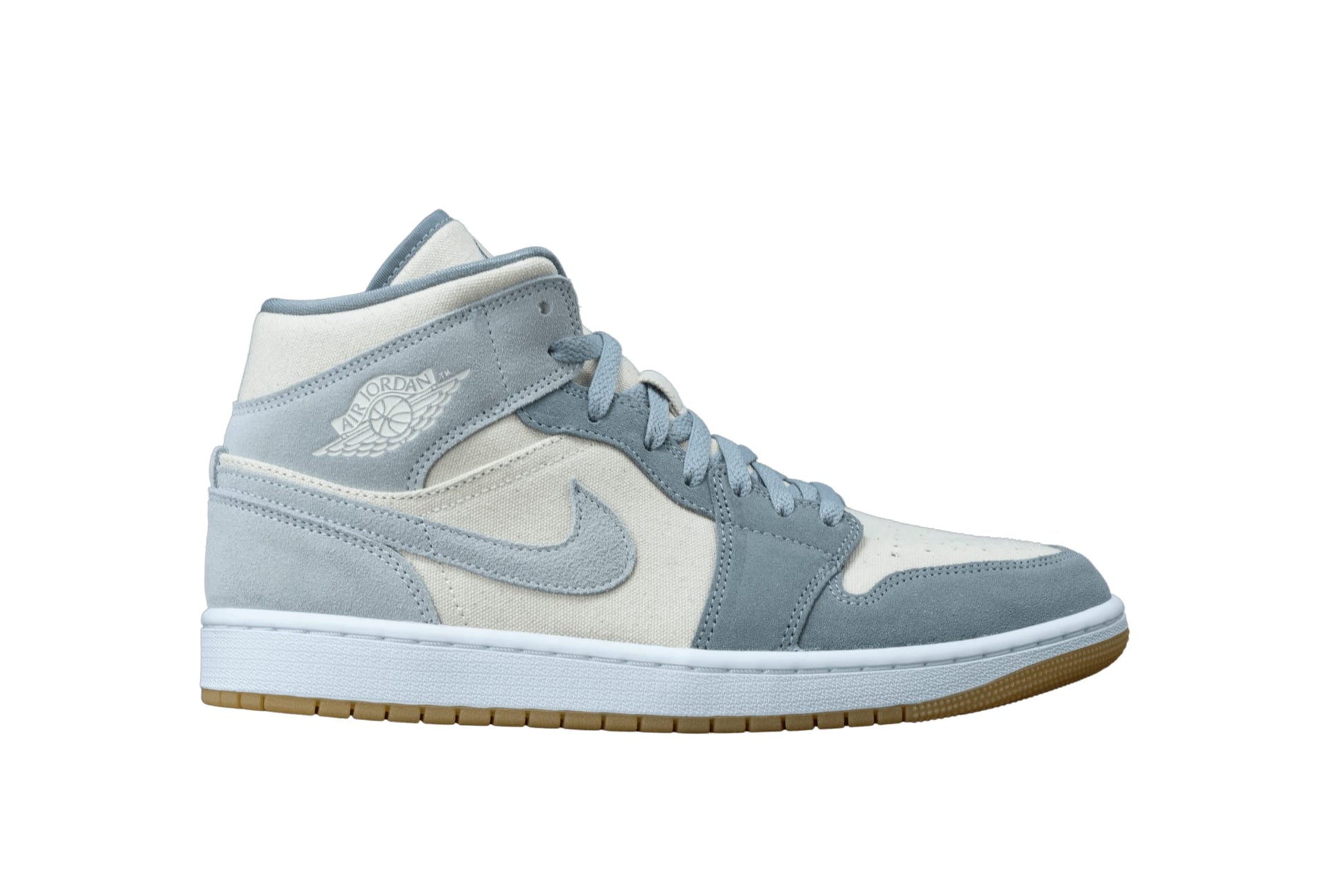 a pair of sneakers with a white and blue color scheme