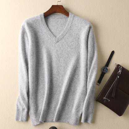 S.M.   Mink  V-neck pullover sweater