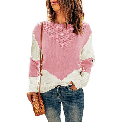 S.W. Women's crew-neck contrast color sweater