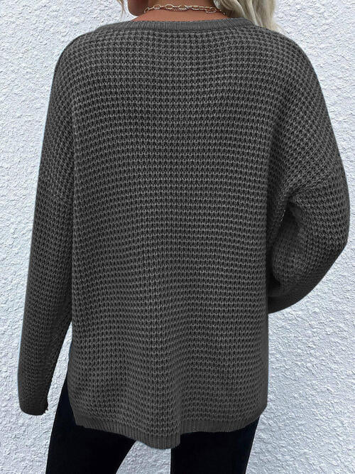 S.W.  Notched Long Sleeve Sweater