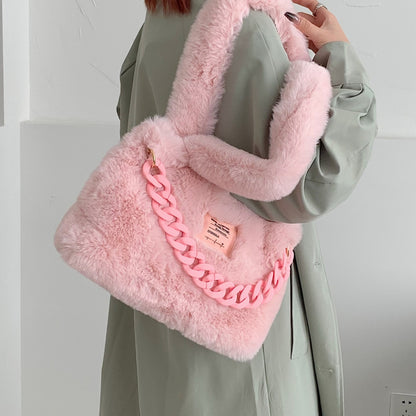 S.B. Fluffy Faux Fur Soft Shoulder Bags