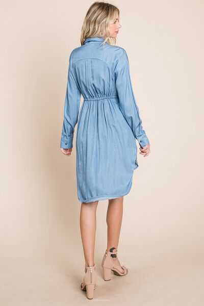 S.W. Faith Apparel Button Up Drawstring Shirt Dress