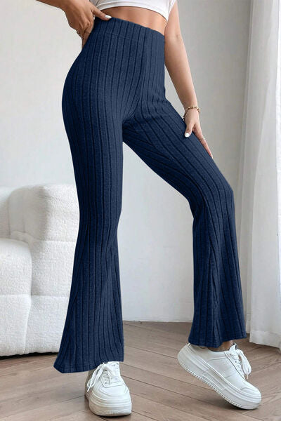 S.W.  Basic Bae Full Size Ribbed High Waist Flare Pants