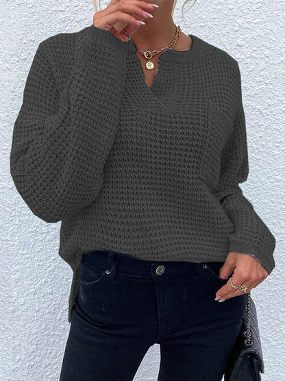 S.W.  Notched Long Sleeve Sweater