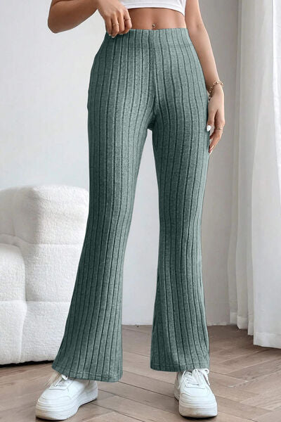 S.W.  Basic Bae Full Size Ribbed High Waist Flare Pants