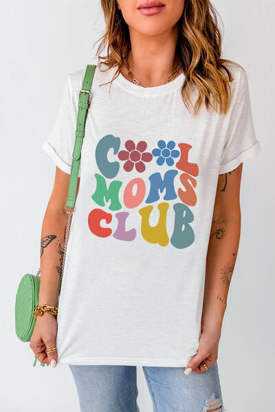 S.W.  COOL MOMS CLUB Round Neck Short Sleeve T-Shirt