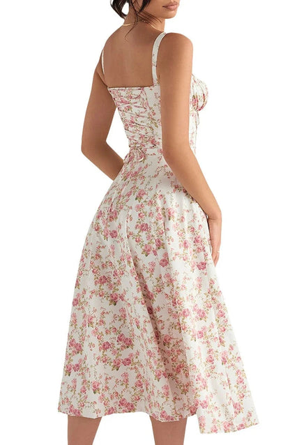 Women's Floral Midriff Waist Shaper Dress S.W.