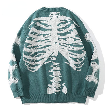 S.M. Skeleton Frame round neck long sleeve men's sweater