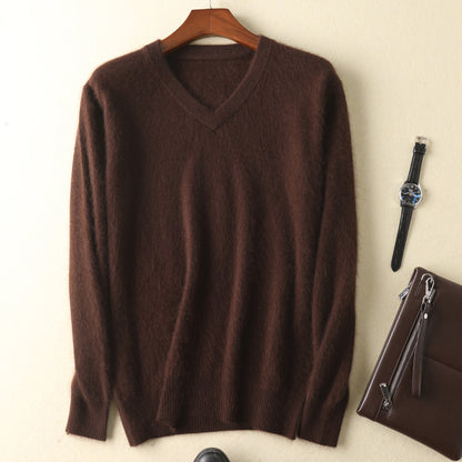 S.M.   Mink  V-neck pullover sweater