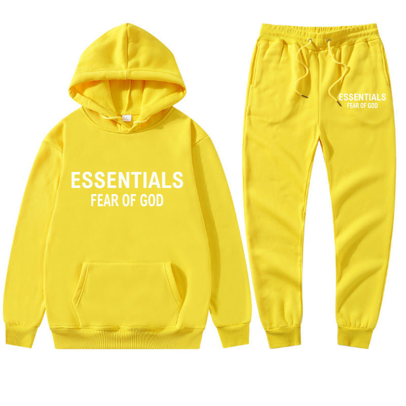 S.M. Cross-border ESSENTIALS double thread cotton hoodie hoodie + sweatpants