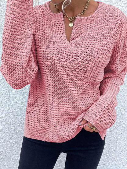 S.W.  Notched Long Sleeve Sweater