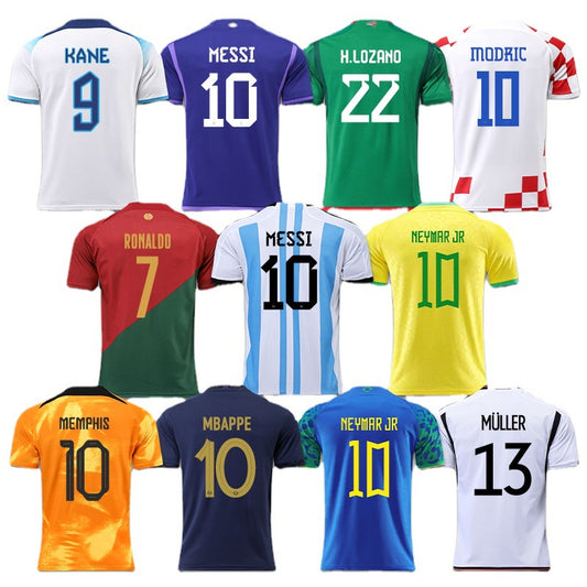 S.M.  Men's World Cup national team Argentina Messi France Brazil jersey single top mens soccer uniform