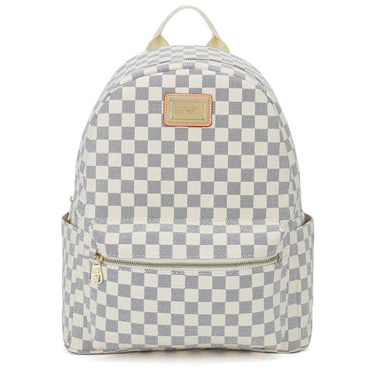 S.B. Classic Checkerboard Leather Backpack Trendy Bags