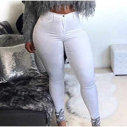 Plus Size High Waist Stretchy Skinny White Basic Casual Jeans