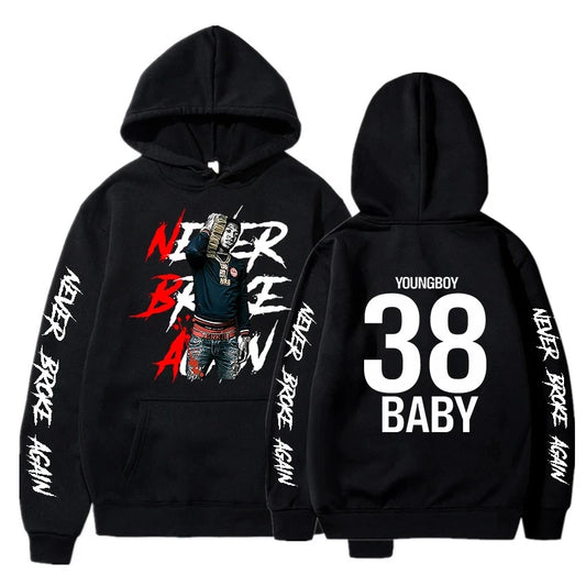 S.M.  Never Broke Again Hoodies Men Fashion YoungBoy Graphic Printed Sweatshirts