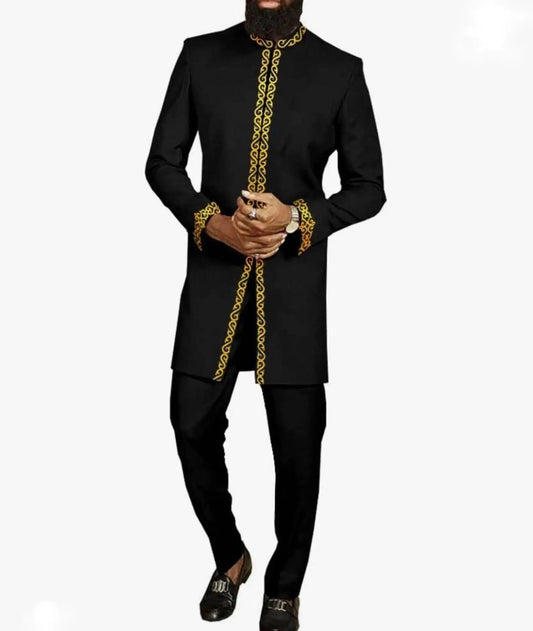 S.M.  African Men's Clothing Fashion Embroidered  2 Piece Set