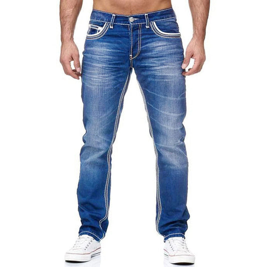 S.M.  Men Jeans Stretch Denim Straight leg Pants