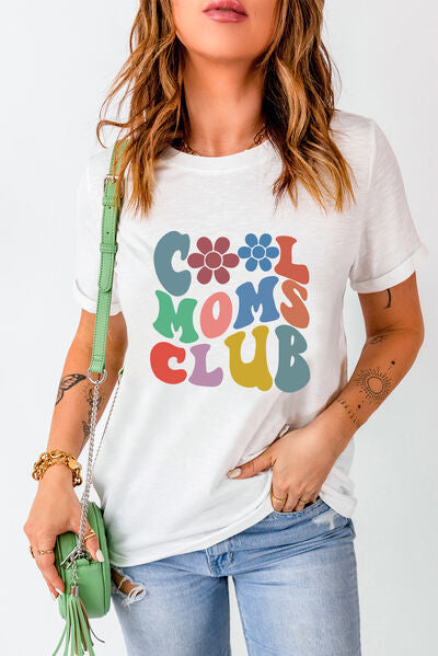 S.W.  COOL MOMS CLUB Round Neck Short Sleeve T-Shirt