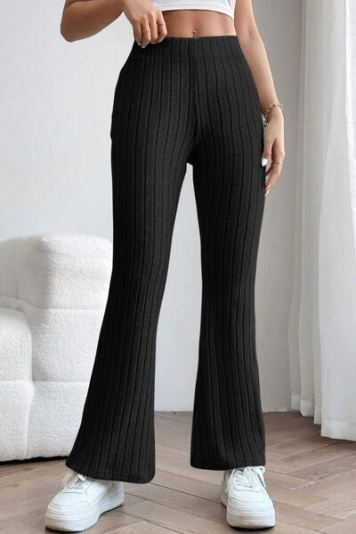 S.W.  Basic Bae Full Size Ribbed High Waist Flare Pants