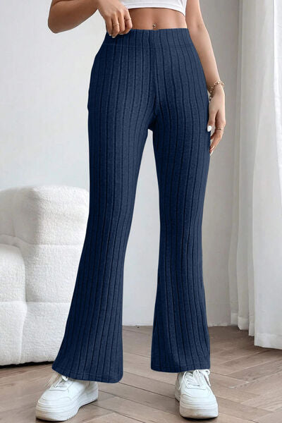 S.W.  Basic Bae Full Size Ribbed High Waist Flare Pants