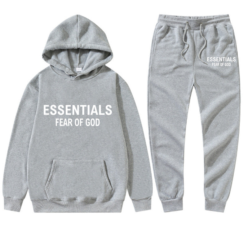 S.M. Cross-border ESSENTIALS double thread cotton hoodie hoodie + sweatpants