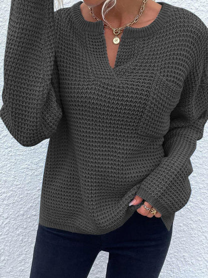 S.W.  Notched Long Sleeve Sweater