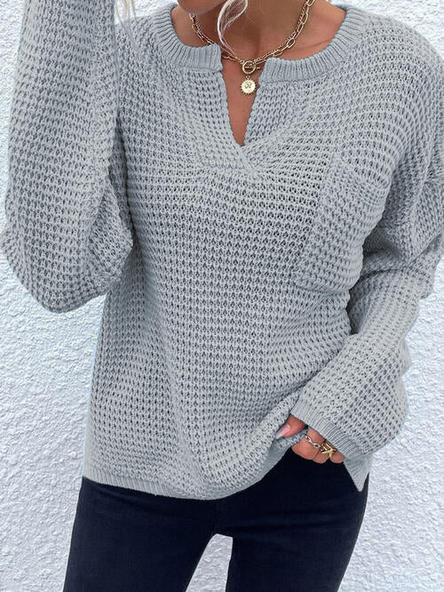 S.W.  Notched Long Sleeve Sweater