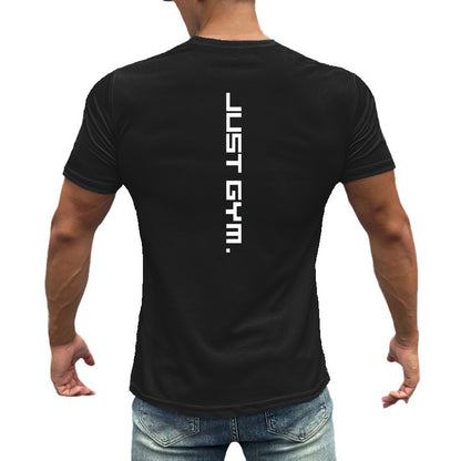 S.M.  JUST GYM Printed fitness Slim fit Quick drying mesh T-shirt men's bodybuilding training wear