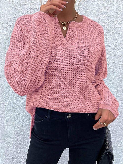 S.W.  Notched Long Sleeve Sweater