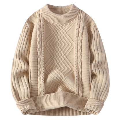 S.M.   Woven Pullover Half turtleneck sweater