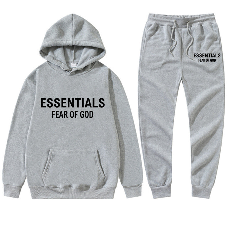 S.M. Cross-border ESSENTIALS double thread cotton hoodie hoodie + sweatpants