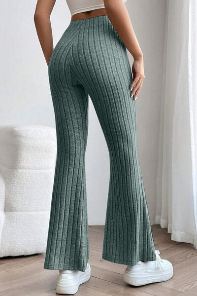 S.W.  Basic Bae Full Size Ribbed High Waist Flare Pants