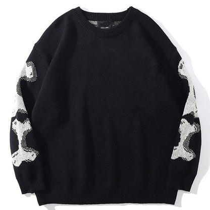 S.M. Skeleton Frame round neck long sleeve men's sweater