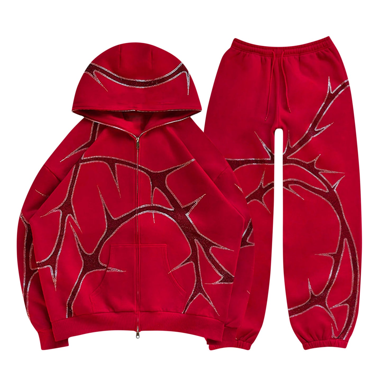 S.W.  3D women's Graphic Outdoor zipper hoodie set