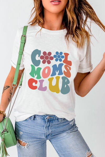 S.W.  COOL MOMS CLUB Round Neck Short Sleeve T-Shirt