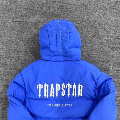 Trapstar dark blue hooded coat new original European and American high street fashion couple's quilted suit